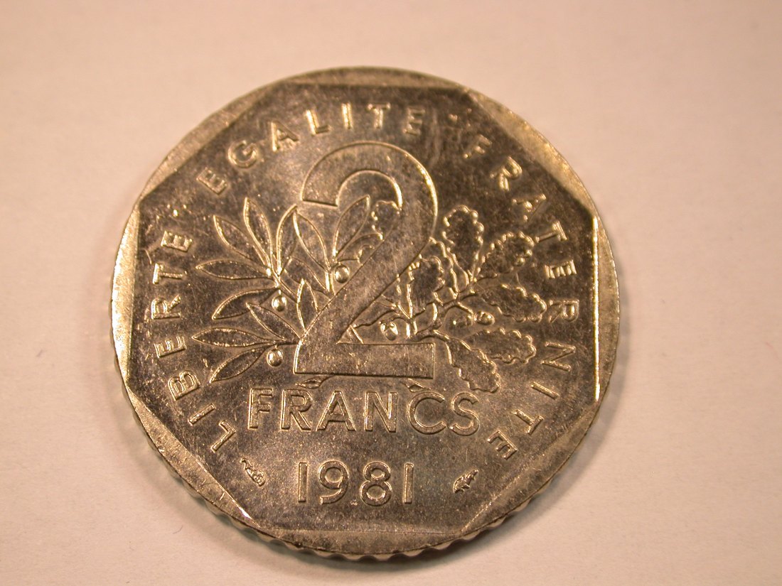  13205 Frankreich  2 Francs 1981 in f.st   