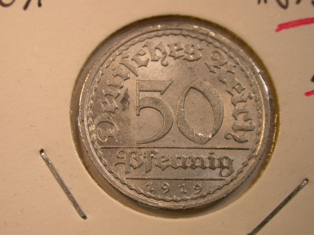  13010  Weimar 50 Pfennig 1919 A in f.st/st RR  Orginalbilder   