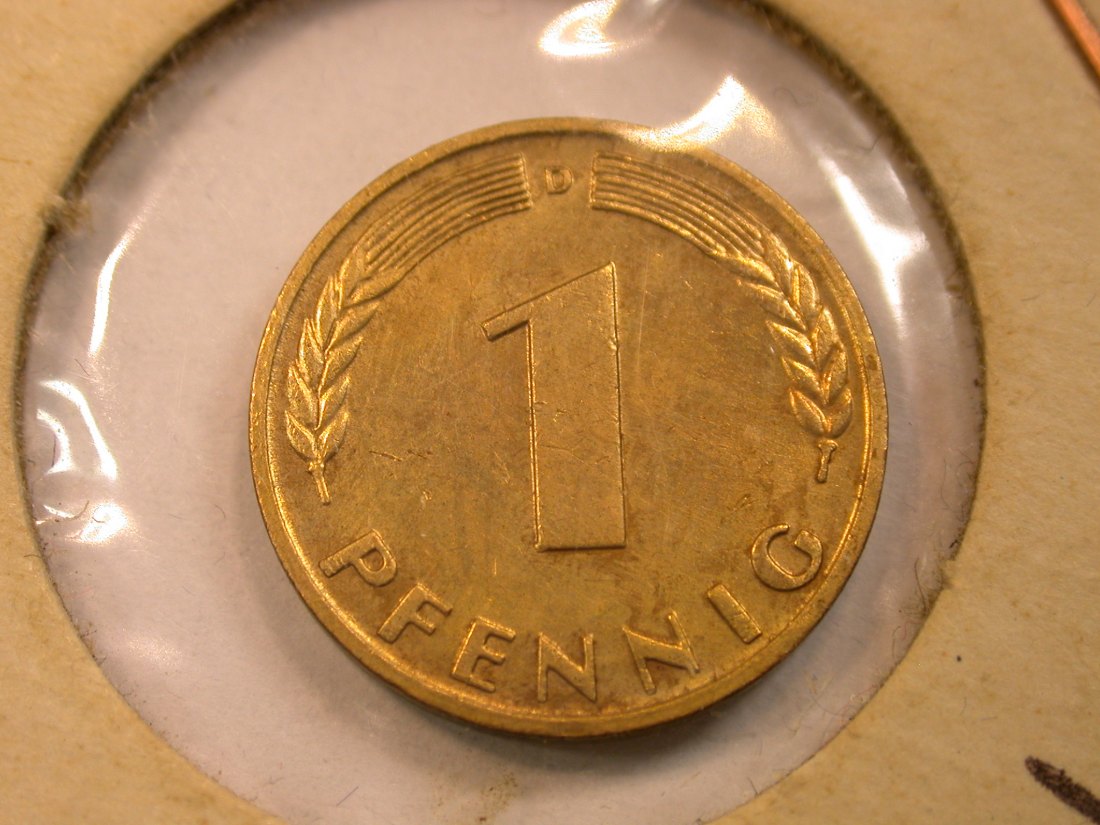  13010  1 Pfennig 1967 D in vz, vergoldet !!  Orginalbilder   