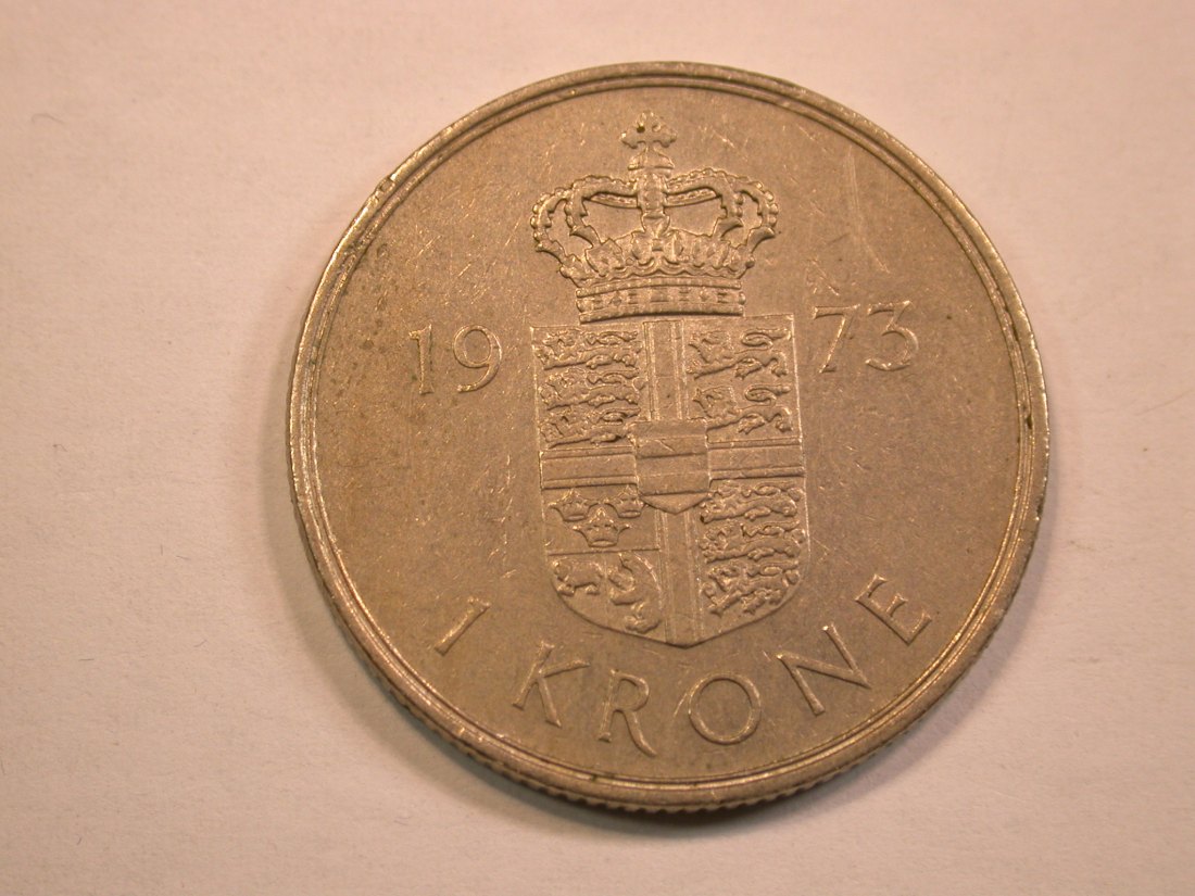  13011 Dänemark  1 Krone 1973 in ss-vz/vz   