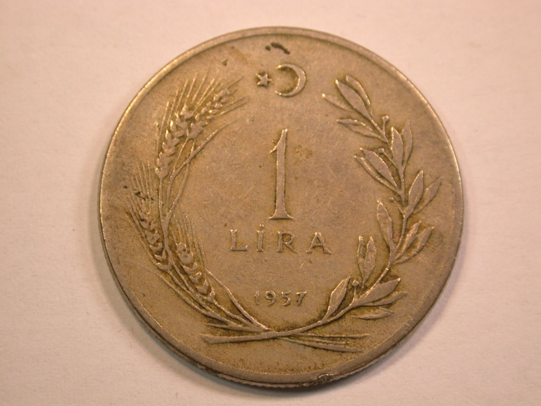  13011  Türkei  1 Lira 1957 in sehr schön   