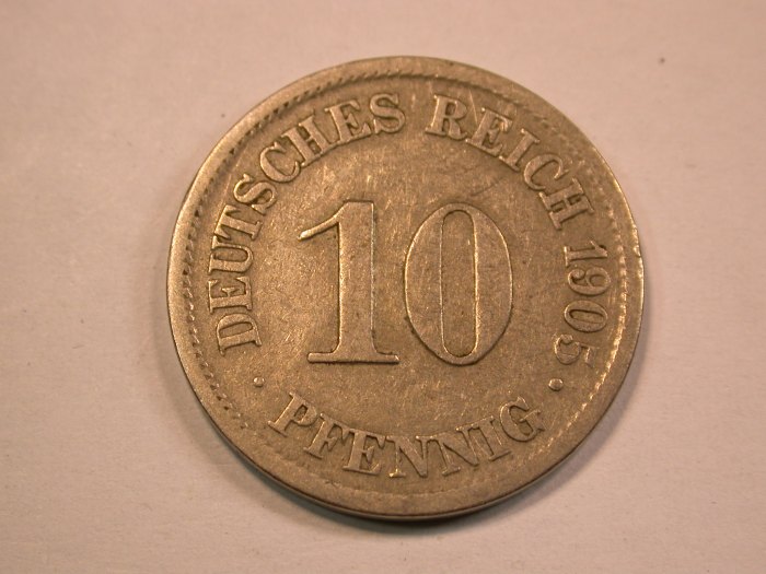  13401  Kaiserreich  10 Pfennig  1905 A in sehr schön  Orginalbilder   