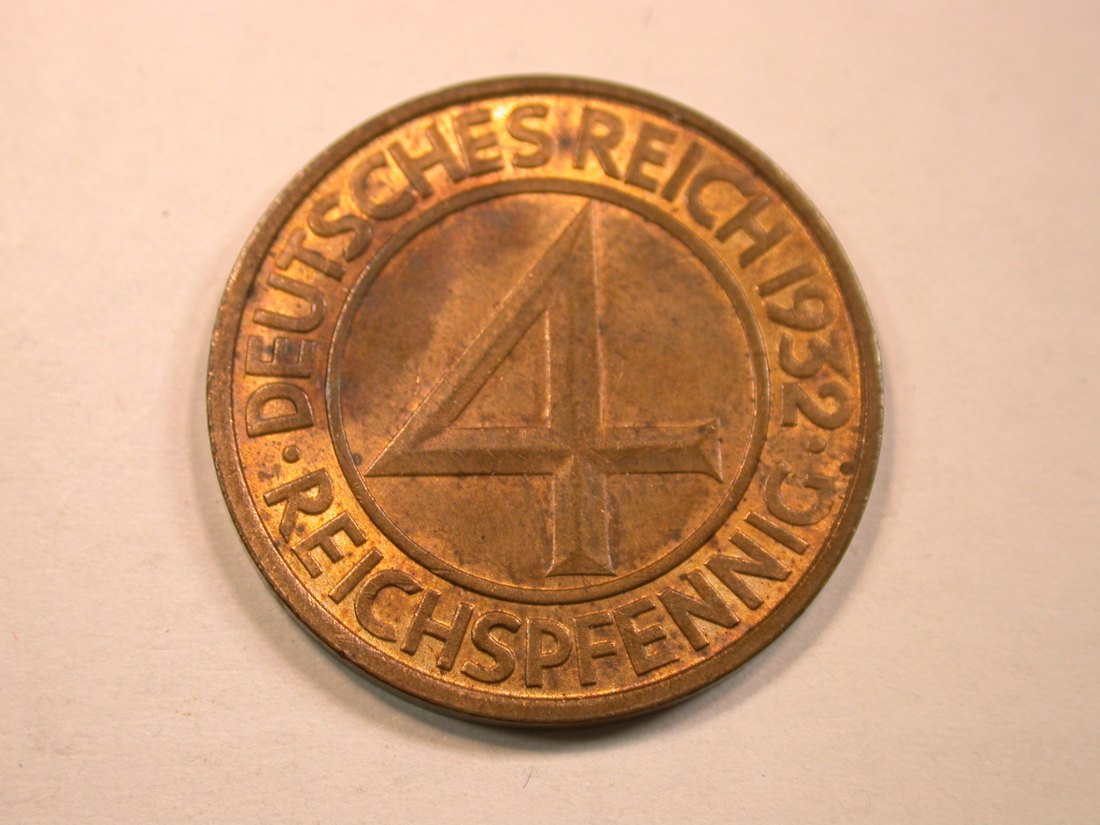 13403 Weimar 4 Pfennig 1932 J in vz-st/f.st Orginalbilder