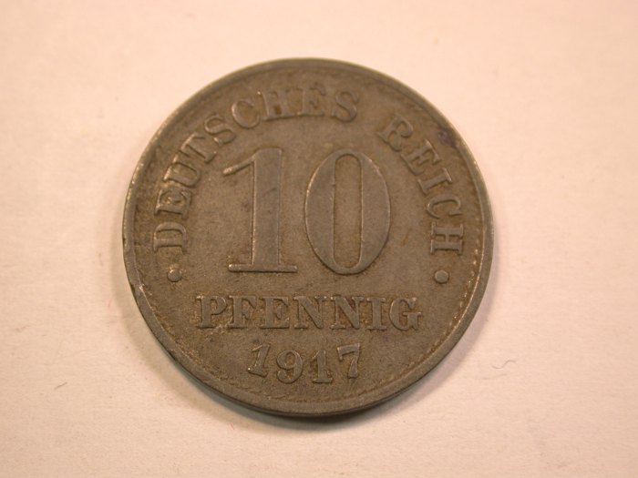  13403  Kaiserreich  10 Pfennig  1917 Ersatzmünze Zink  ss  Orginalbilder   