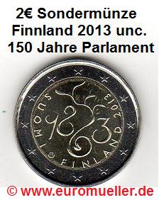 Finnland 2 Euro Sondermünze 2013...Parlament...unc.   