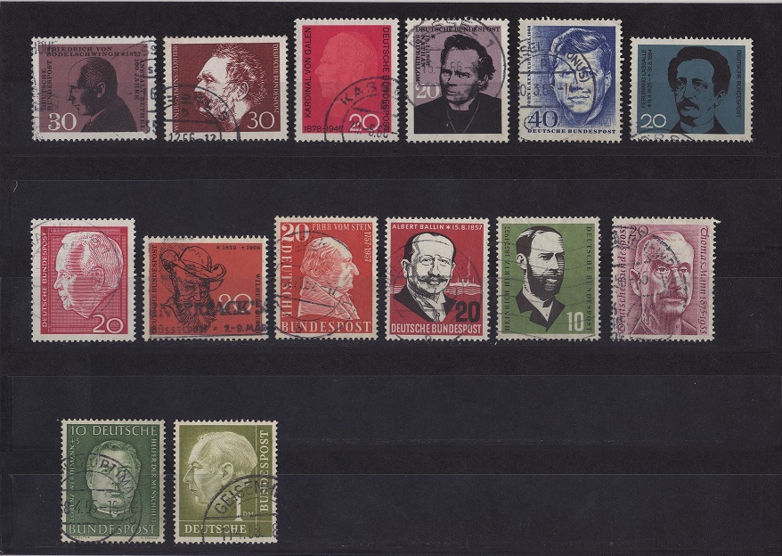  BRD Sammlung Lot Mi.194-537 14 Stück Persönlichkeiten gestempelt (Mi 10,80 €)   