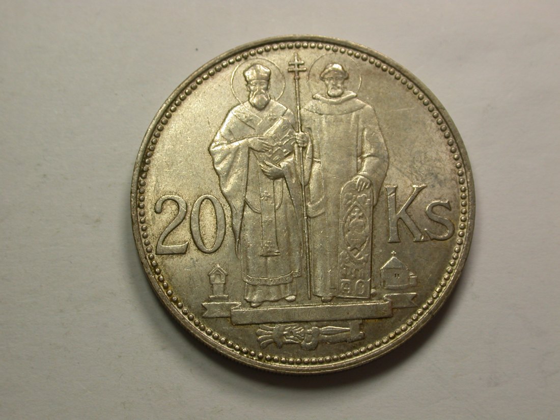 13406 Slowakei 20 Kronen 1941 in vz-st/f.st Silber Orginalbilder !!