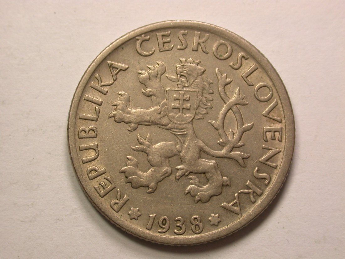  13407 CSSR  1 Krone 1938 in vz-st/f.st  Orginalbilder !!   