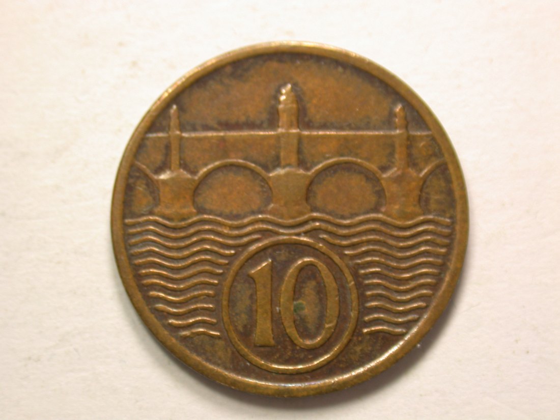  13407 CSSR  10 Heller  1937  in ss+  Orginalbilder !!   