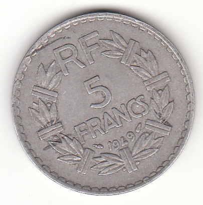  5 Francs Frankreich 1949 / Paris / (F952)   