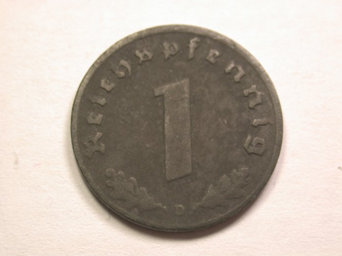  13408  3.Reich  1 Pfennig  1943 D in ss  Orginalbilder   