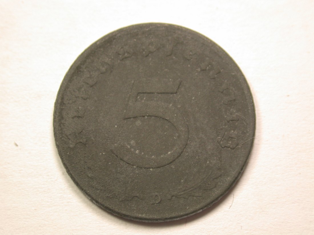  13408  3.Reich  5 Pfennig  1942 D in ss+   Orginalbilder   