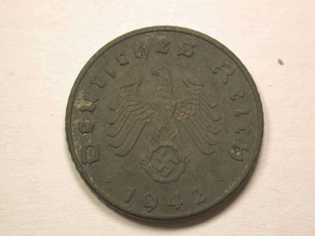 13408  3.Reich  5 Pfennig  1942 F in ss-vz   Orginalbilder   