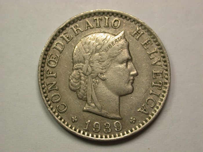 13409 Schweiz 20 Rappen 1939 in ss+ Orginalbilder