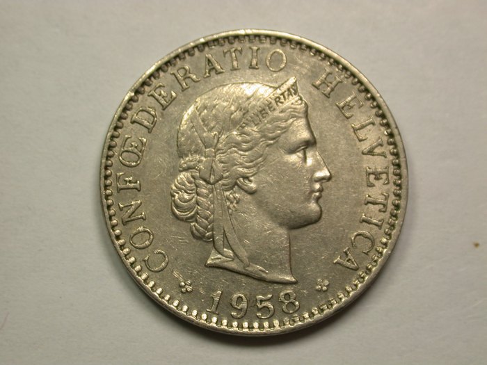13409 Schweiz 20 Rappen 1958 in ss-vz Orginalbilder