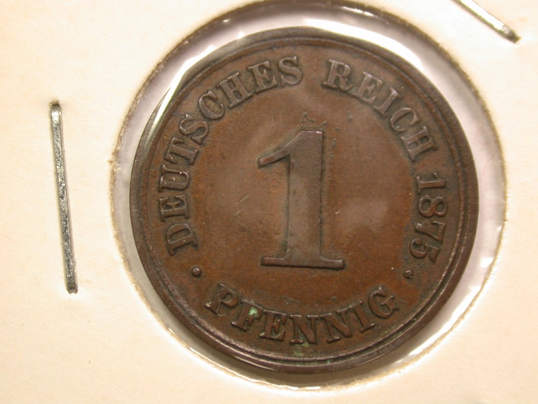  13206 KR  1 Pfennig von  1875 A  in vz/vz+  Orginalbilder   