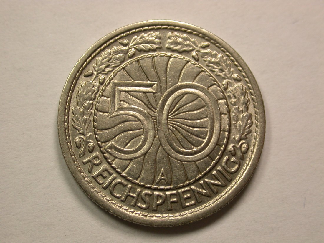 13206 Weimar 50 Pfennig Nickel 1937 A in f.st Orginalbilder