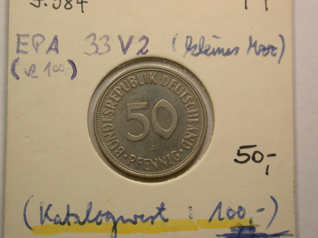  13206 BRD 50 Pfennig EPA 33V2 in PP !! 1971 J Orginalbilder   