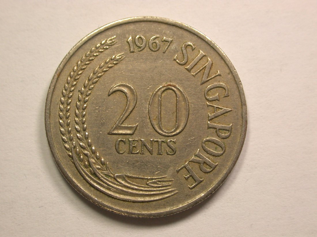 13207 Singapore 20 Cents 1967 in ss Orginalbilder