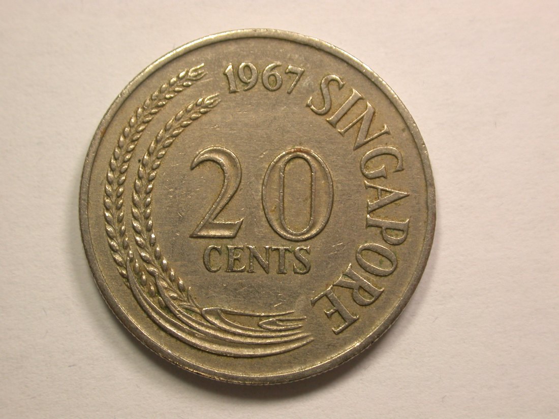  13207 Singapore  20 Cents 1967 in ss Orginalbilder   