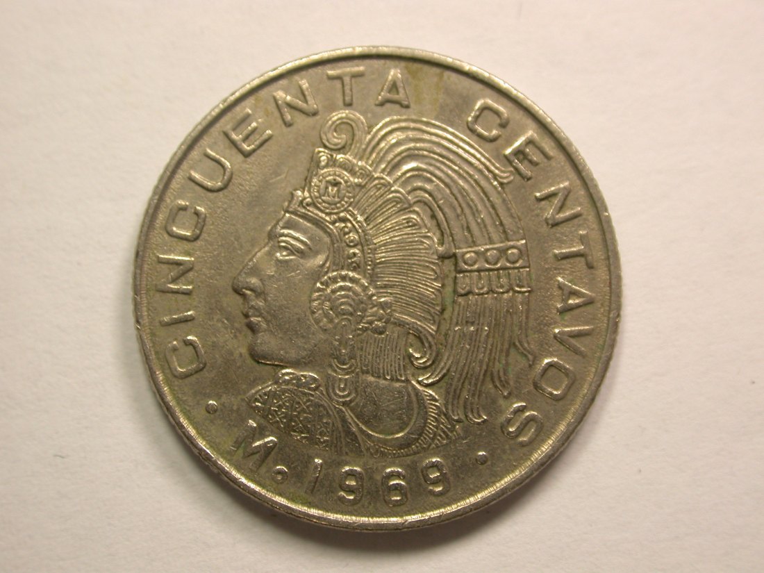  13207 Mexico  50 Centavos 1969 in vz  Orginalbilder   