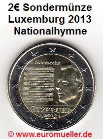 Luxemburg 2 Euro Sondermünze 2013...Nationalhymne   