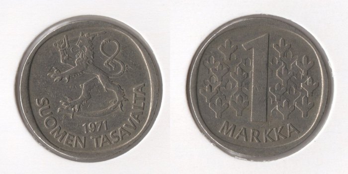  Finnland 1 Markka 1971 (K-N) ss-vz   