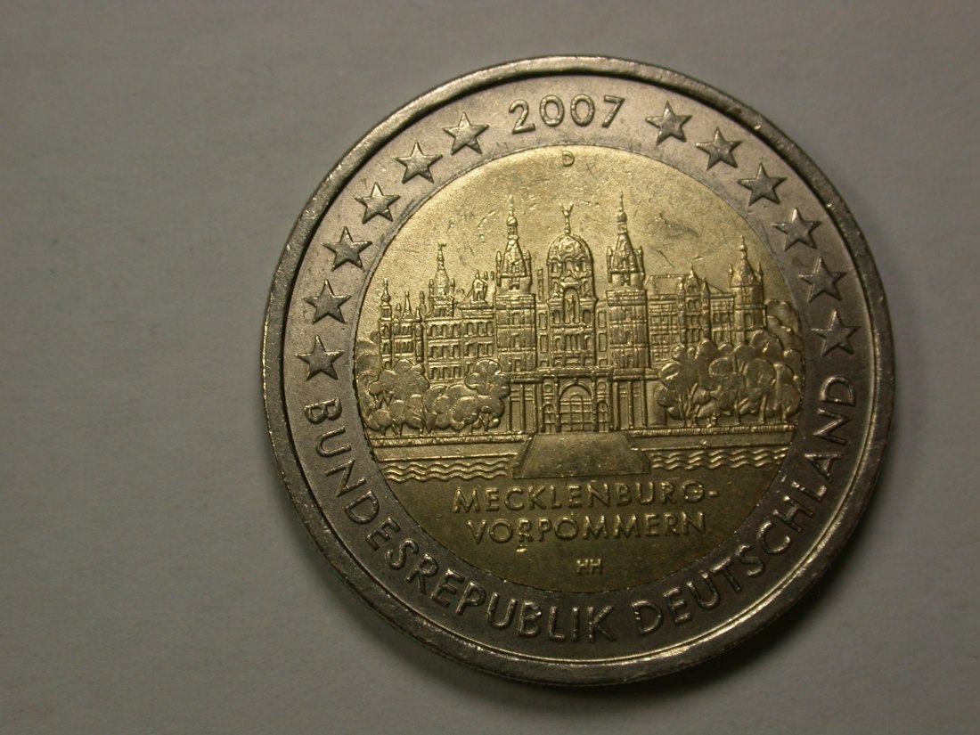 13208 Deutschland 2 Euro Mecklenbur-Vorpommern 2007 -D- in vz-st/f.st
