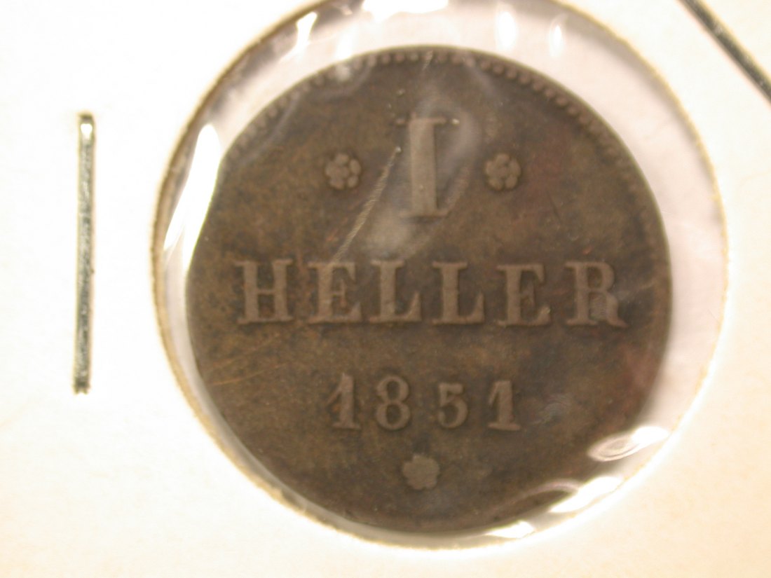  13208  Hessen Darmstadt Heller 1851 in  ss  Orginalbilder   