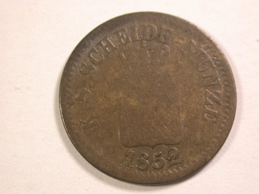  13410 Sachsen 1 Neugroschen = 10 Pfennige von 1852 in s-ss  Orginalbilder   