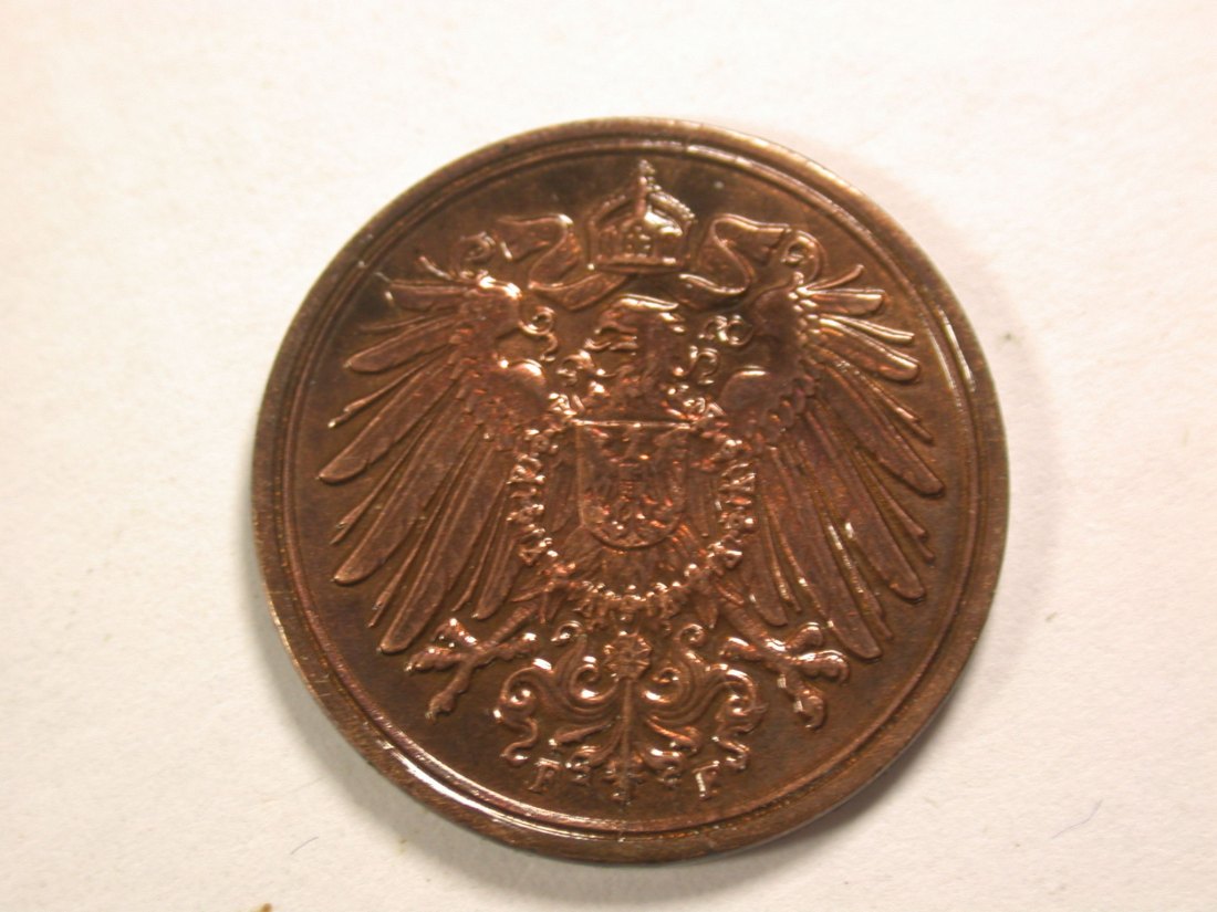  13410 KR  1 Pfennig  1904 F in vz-st, zaponiert    Orginalbilder   