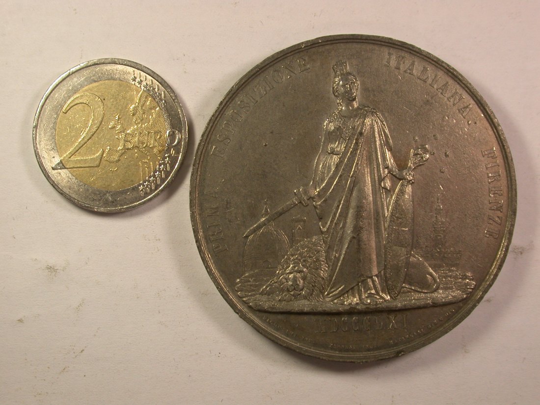 13411 Italien 1861 gr.Medaille auf die Gründung 54,61 Gr. 54 mm !! Orginalbilder