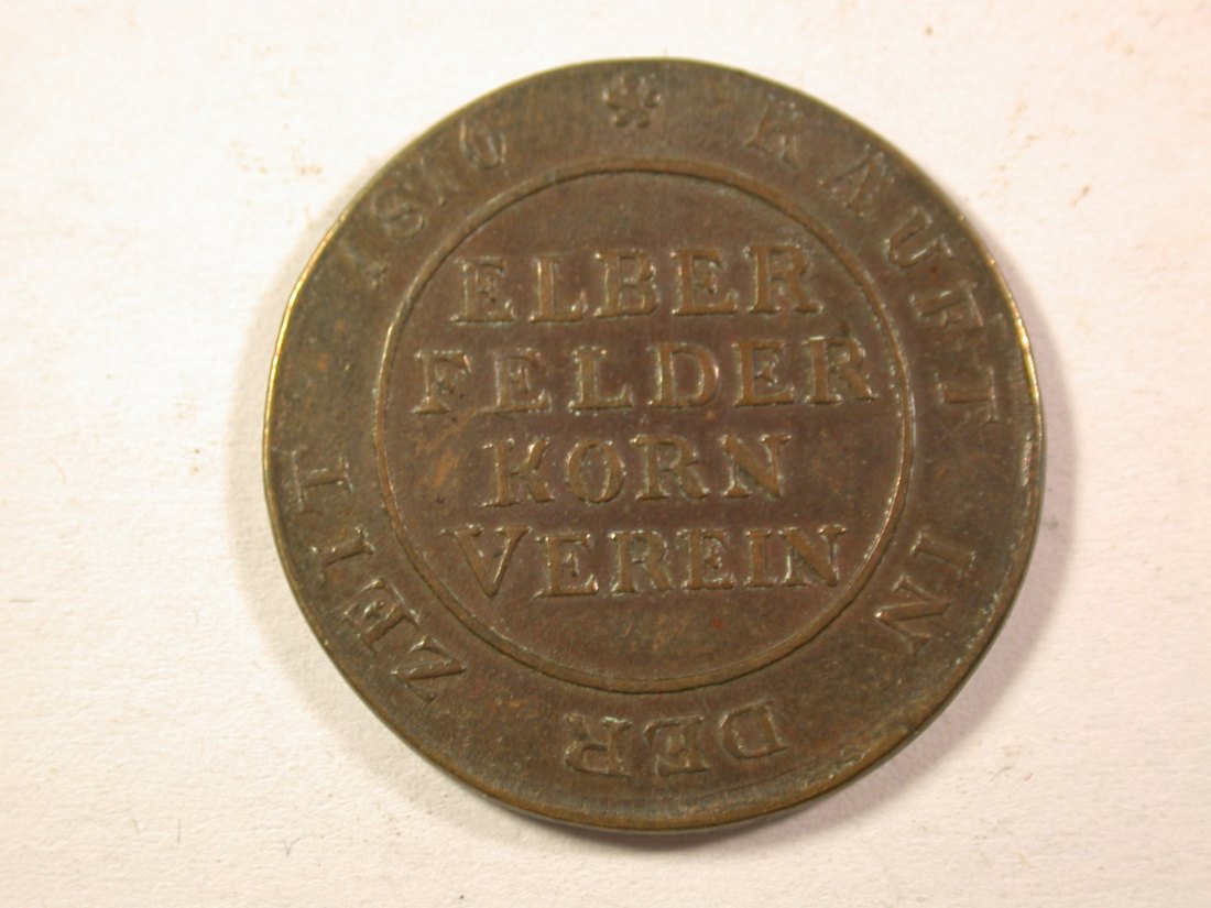  13412 1 Brod Elberfeld Kornberein 1816/1817 in vz+ Orginalbilder !!   