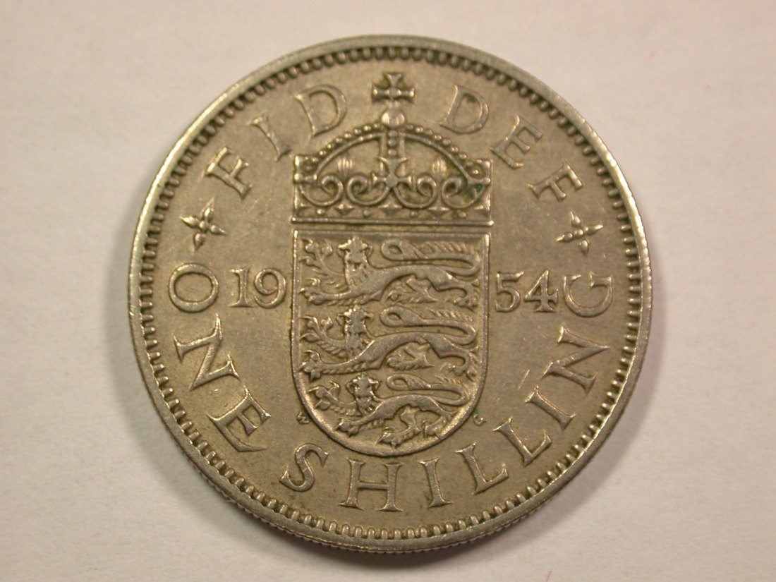 13413 Grossbritanien 1 Shilling 1954 in ss+/ss-vz Orginalbilder !!