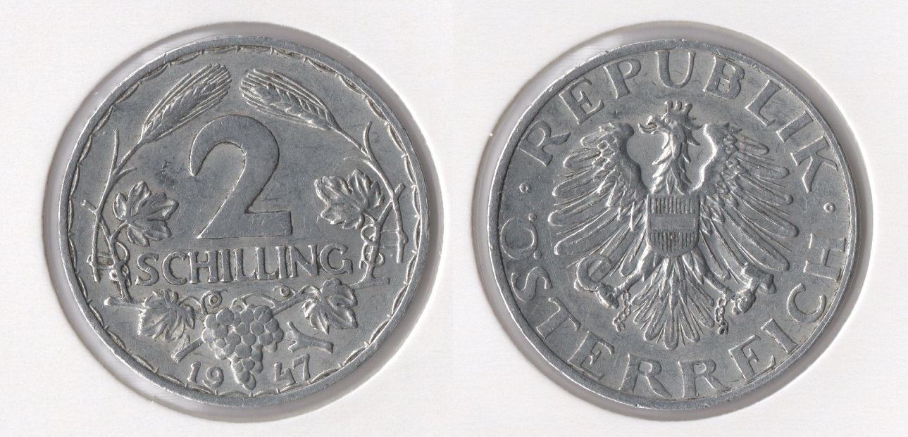  Österreich 2 Schilling 1947 (Alu) ss-vz   