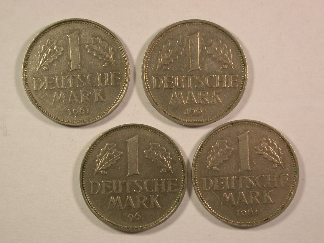 13302 BRD 1 Mark 1961 D - J 4 Stück sehr schön Orginalbilder