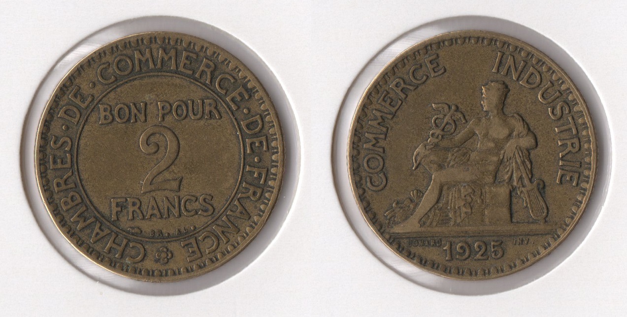  Frankreich 2 Francs 1925 (Merkur) ss-vz (2)   