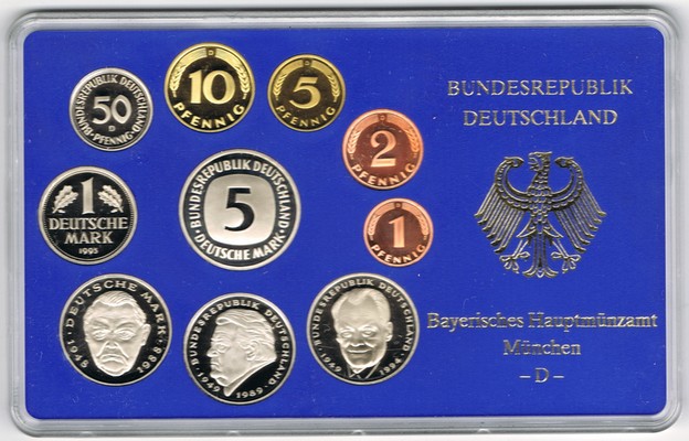  Deutschland  Kursmünzensatz  Bayerisches Hauptmünzamt München 1995 D  PP   