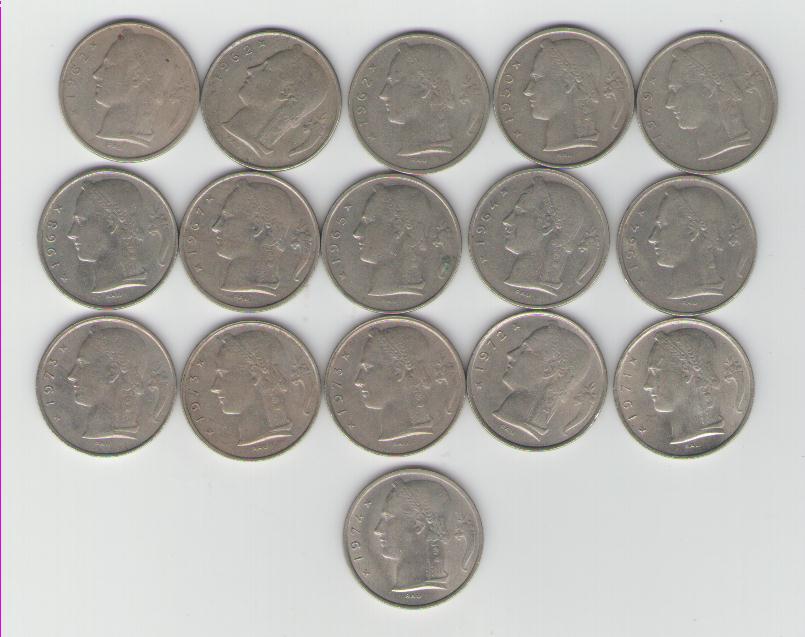  Lot Belgien 5 Franc Münzen(Belgique)(g1300)   