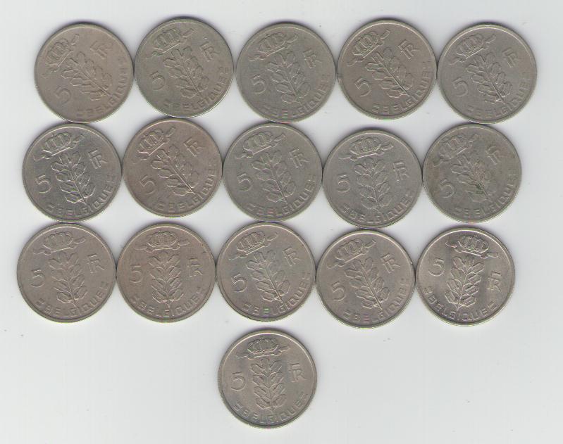  Lot Belgien 5 Franc Münzen(Belgique)(g1300)   