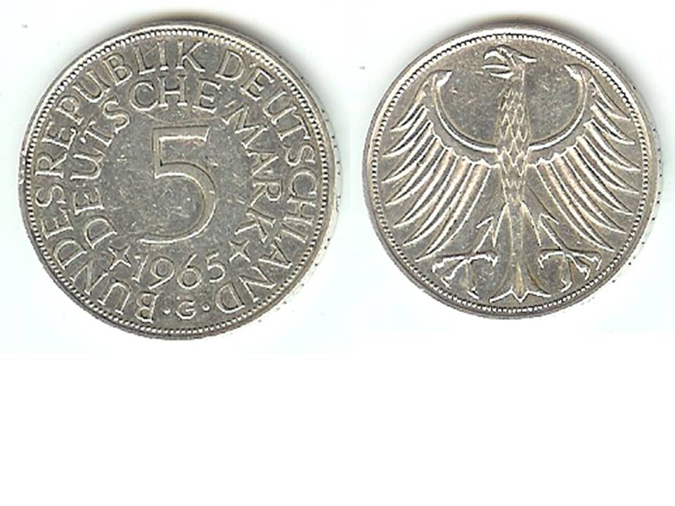  5 Mark Silberadler 1965 G Jaeger 387 XL Bild (Silber 7 gramm fein)   