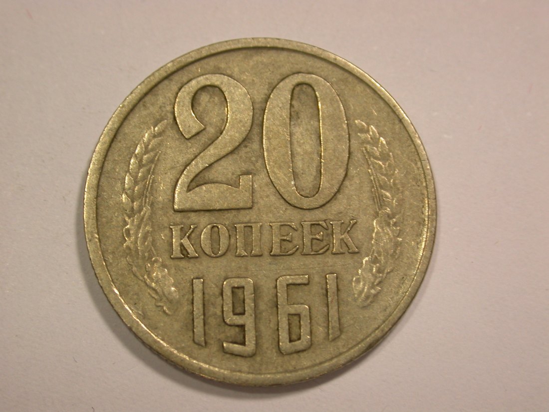 14002 UDSSR/Russland 20 Kopeken 1961 in ss+ Orginalbilder!