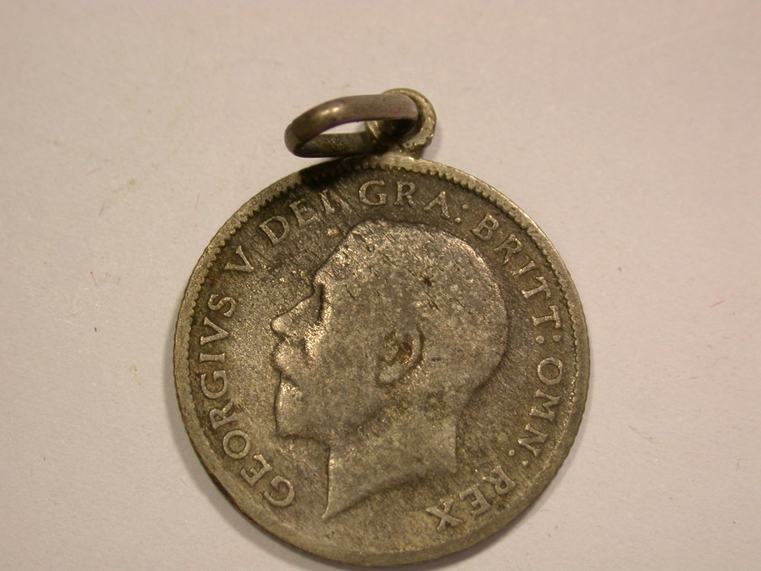  14002 Großbritannien  six Pence 1921 in ss, gehenkelt  Orginalbilder!   