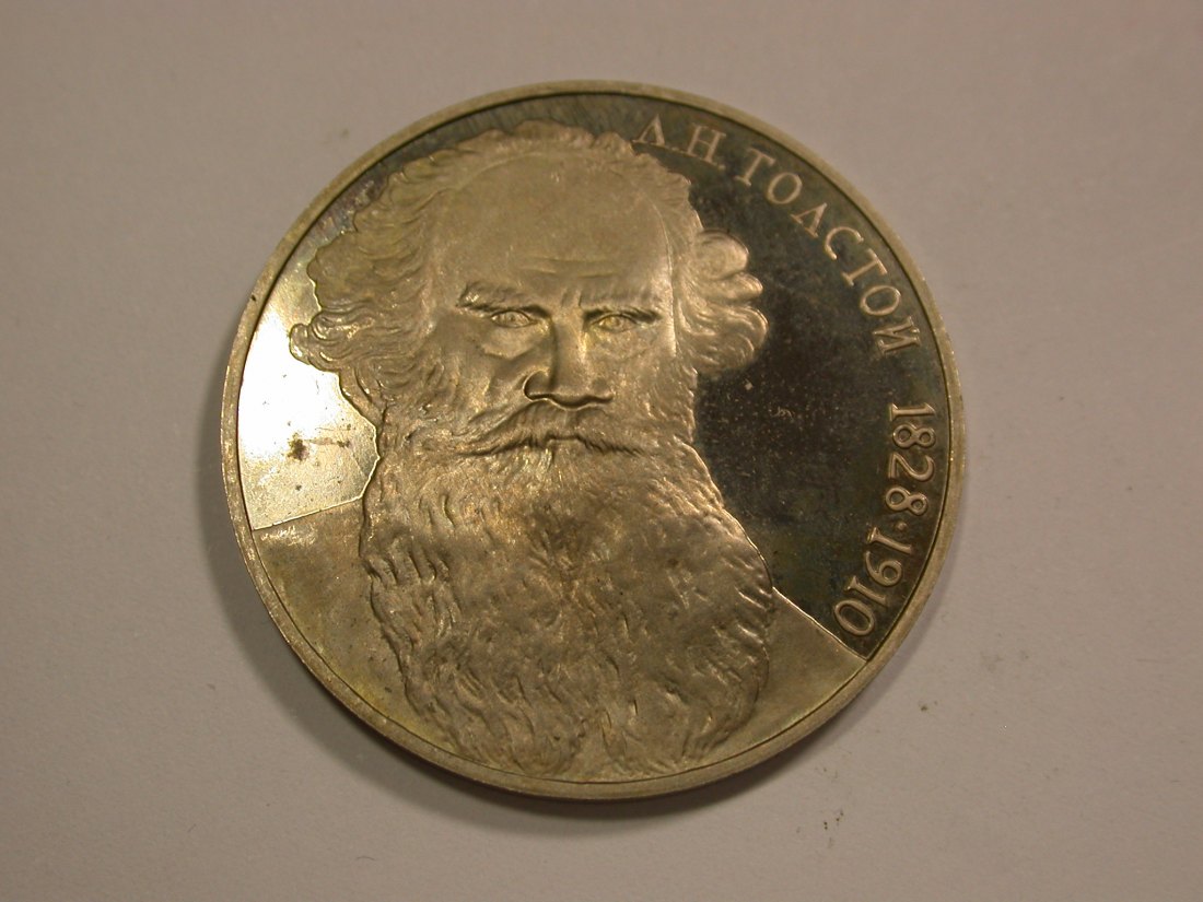 14002 UDSSR/Russland 1 Rubel 1988 Tolstoi in PP offen, fast ST  Orginalbilder!   