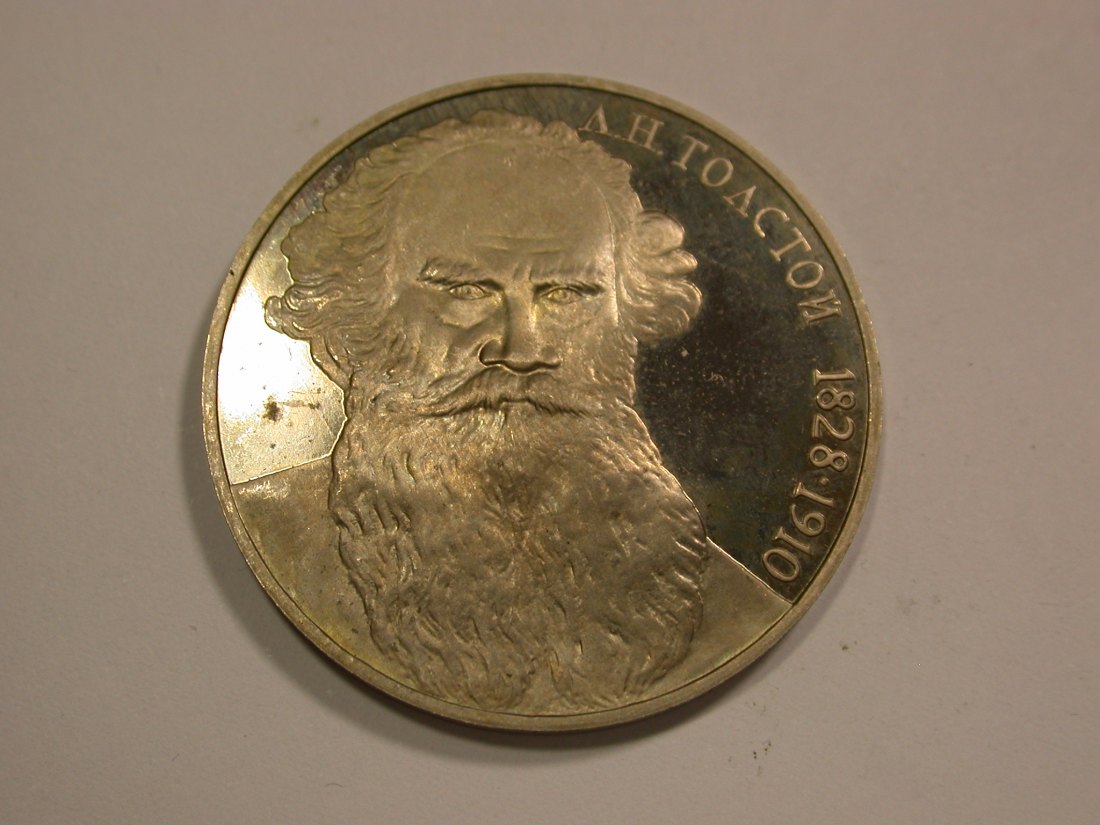 14002 UDSSR/Russland 1 Rubel 1988 Tolstoi in PP offen, fast ST Orginalbilder!