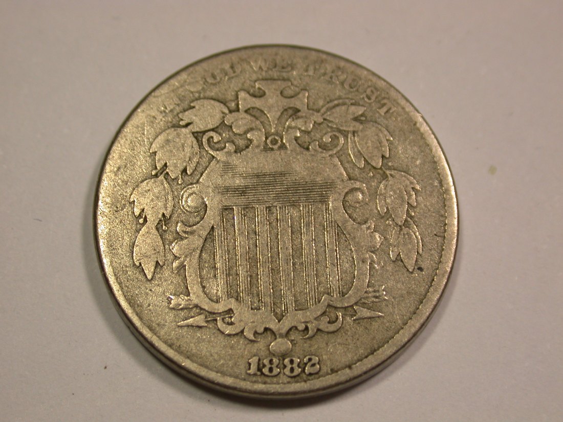  14010 USA  5 Cent 1882 in ss (VF) Randfehler  Orginalbilder   