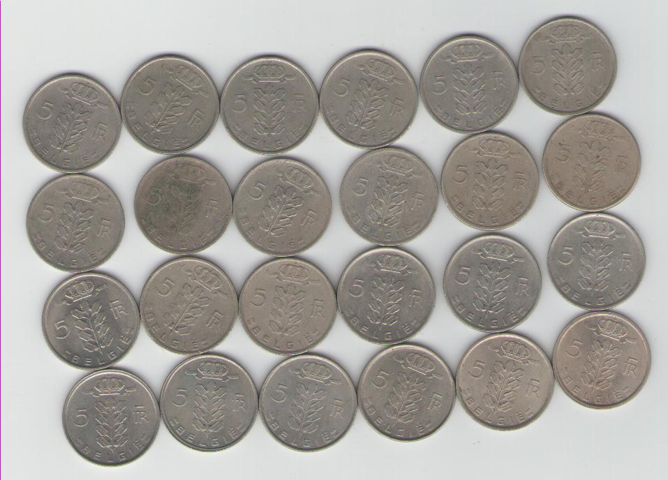  Lot Belgien 5 Franc Münzen(Belgie)(g1301)   