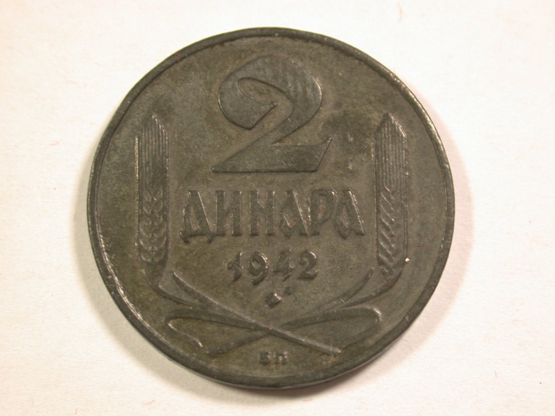 14102 Serbien 2 Dinar 1942 in f.st/unc Orginalbilder