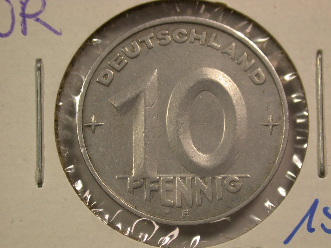 14103 DDR 10 Pfennig 1953 E in ss+ Orginalbilder