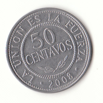  50 Centavos Bolivien 2008 (G621)   